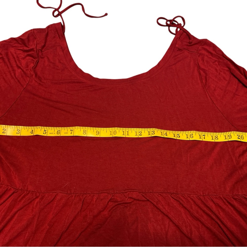 Torrid Babydoll Super Soft Scoop Neck Lace Bell Sleeve Tee Size 2 Rio Red Boho - Picture 11 of 15
